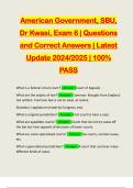 American Government, SBU, Dr Kwasi, Exam 6 | Questions and Correct Answers | Latest Update 2024/2025 | 100% PASS