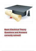 Basic Electrical Theory Questions and Answers correctly solved!!