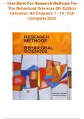 Test Bank for Research Methods for the Behavioral Sciences {6th Edition  2024} by Gravetter | All Chapters | Updated