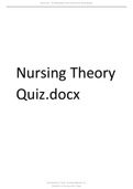 NR501 Week 8 Nursing Theory Quiz NR 501 Week 8 Nursing Theory Quiz (Solutions)..