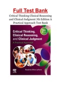 Critical Thinking Clinical Reasoning and Clinical Judgment 7th Edition A Practical Approach Test Bank