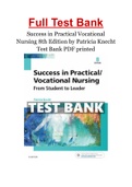 Success in Practical Vocational Nursing 8th Edition by Patricia Knecht Test Bank PDF printed