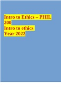 Intro to Ethics – PHIL 200 Intro to ethics Year 2022