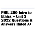 PHIL 200 Intro to Ethics – Unit 3 2022 Questions & Answers Rated A+