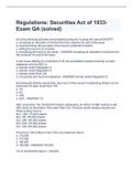 Regulations: Securities Act of 1933-Exam QA (solved)