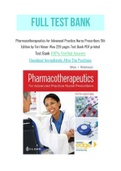 Pharmacotherapeutics for Advanced Practice Nurse Prescribers 5th Edition by Teri Moser Woo 229 pages Test Bank PDF printed