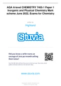 AQA A-level CHEMISTRY 7405-1 Paper 1 Inorganic and Physical Chemistry Mark scheme June 2022, Exams for Chemistry