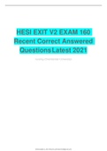 HESI EXIT V2 EXAM 160 Recent Correct Answered Questions Latest 2021