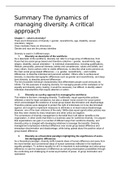 Extensive summary of prescribed literature of Gender and Diversity in Organizations (The dynamics of managing diversity. A critical approach)