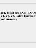 2022 HESI RN EXIT EXAM V1, V2, V3, Latest Questions and Answers