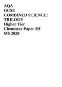 AQA GCSE COMBINED SCIENCE: TRILOGY Higher Tier Chemistry Paper 2H MS 2020