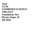 AQA GCSE COMBINED SCIENCE: TRILOGY Foundation Tier Physics Paper 2F QP 2020