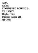 AQA GCSE COMBINED SCIENCE: TRILOGY Higher Tier Physics Paper 2H QP 2020,AQA-8464P2H-QP-NOV20