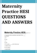 Maternity Practice HESI QUESTIONS AND ANSWERS