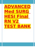 ADVANCED Med SURG HESI Final RN V2 TEST BANK  