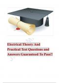 Electrical Theory And Practical Test Questions and Answers Guaranteed To Pass!!