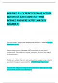 GEN MED 1 – CV PRACTICE EXAM  ACTUAL QUESTIONS AND CORRECTLY  WELL DEFINED ANSWERS LATEST  ALREADY GRADED A+ 