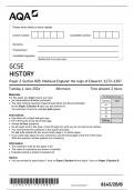 AQA GCSE HISTORY Paper 2 Section B/B: Medieval England: the reign of Edward I, 1272–1307 question paper 2024 june 8145/2B/B