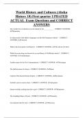 World History and Cultures (Abeka  History 10) First quarter UPDATED  ACTUAL Exam Questions and CORRECT  ANSWERS