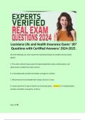 Louisiana Life and Health Insurance Exam/ 187 Questions with Certified Answers/ 2024-2025.