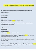 WGU C181 Survey of United States Constitution and Government Pre Assessment Questions and Answers 2022/2023| Verified Answers