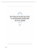 Hesi Mental Health Specialty V1 QUESTIONS FROM THE ACTUAL EXAM Latest Update