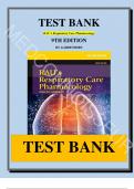 Test Bank for Rau’s Respiratory Care Pharmacology, 9th Edition By Gardenhire, ISBN-10:0323299687 Complete All Chapters 2024