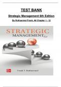 TEST BANK For Strategic Management, 6th Edition 2024 By Rothaermel Frank. All Chapters 1 to 12 Complete, Verified Edition: ISBN 9781266191862