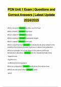 PCN Unit 1 Exam | Questions and Correct Answers | Latest Update 2024/2025