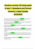 Hondros nursing 163 study guide to test 1 | Questions and Correct Answers | Latest Update 2024/2025