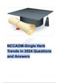 NCCAOM-Single Herb Trends in 2024 Questions and Answers 