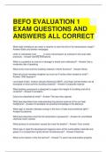 BEFO EVALUATION 1 EXAM QUESTIONS AND ANSWERS ALL CORRECT 