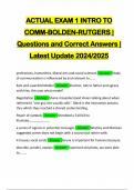 ACTUAL EXAM 1 INTRO TO COMM-BOLDEN-RUTGERS | Questions and Correct Answers | Latest Update 2024/2025