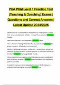 PGA PGM Level 1 Practice Test (Teaching & Coaching) Exams | Questions and Correct Answers | Latest Update 2024/2025