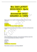 Bio 260 LATEST 2022/2023- Quiz 1 – Answered 2022 GRADED A+100%