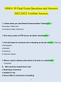 OSHA 30 Final Exam Questions 2022/2023 | Consisting Of Questions With Verified Answers From Experts