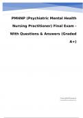 PMHNP (Psychiatric Mental Health Nursing Practitioner) Final Exam - With Questions & Answers (Graded A+)