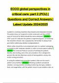 ECCO global perspectives in critical care: part 2 (PCU) | Questions and Correct Answers | Latest Update 2024/2025