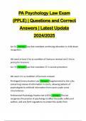 PA Psychology Law Exam (PPLE) | Questions and Correct Answers | Latest Update 2024/2025