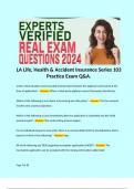 LA Life, Health & Accident Insurance Series 103 Practice Exam Q&A. 