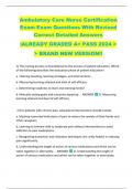 Ambulatory Care Nurse Certification  Exam Exam Questions With Revised  Correct Detailed Answers   |ALREADY GRADED A+ PASS 2024 >  > BRAND NEW VERSION!!