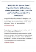 NR503 / NR 503 Midterm Exam | Population Health, Epidemiology & Statistical Principles Exam | Questions and Verified Answers Rated A+ | Chamberlain