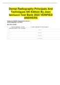 Dental Radiography Principals And Techniques 5th Edition By Joen Iannucci- Test Bank 2022 VERIFIED ANSWERS 