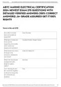 ABYC MARINE ELECTRICAL CERTIFICATION 2024 NEWEST EXAM 270 QUESTIONS WITH DETAILED VERIFIED ANSWERS (100% CORRECT ANSWERS) /A+ GRADE ASSURED| GET IT 100% RIGHT!!