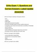 Ortho Exam 1 | Questions and Correct Answers | Latest Update 2024/2025