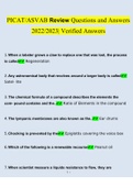 PICAT/ASVAB Test Review Questions and Answers 2022/2023 | 100% Correct Verified Answers