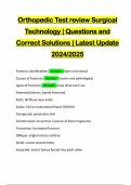 Orthopedic Test review Surgical Technology | Questions and Correct Solutions | Latest Update 2024/2025