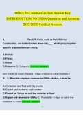 OSHA 30 Construction Test Answer Key INTRODUCTION TO OSHA Questions 2022/2023 | Consisting Of Questions With Verified Answers From Experts