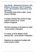 Test Bank - Biological Science, 6th Edition (Freeman, 2017) Chapter 1-54 | All Chapters Questions and Answers