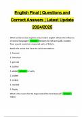 English Final | Questions and Correct Answers | Latest Update 2024/2025